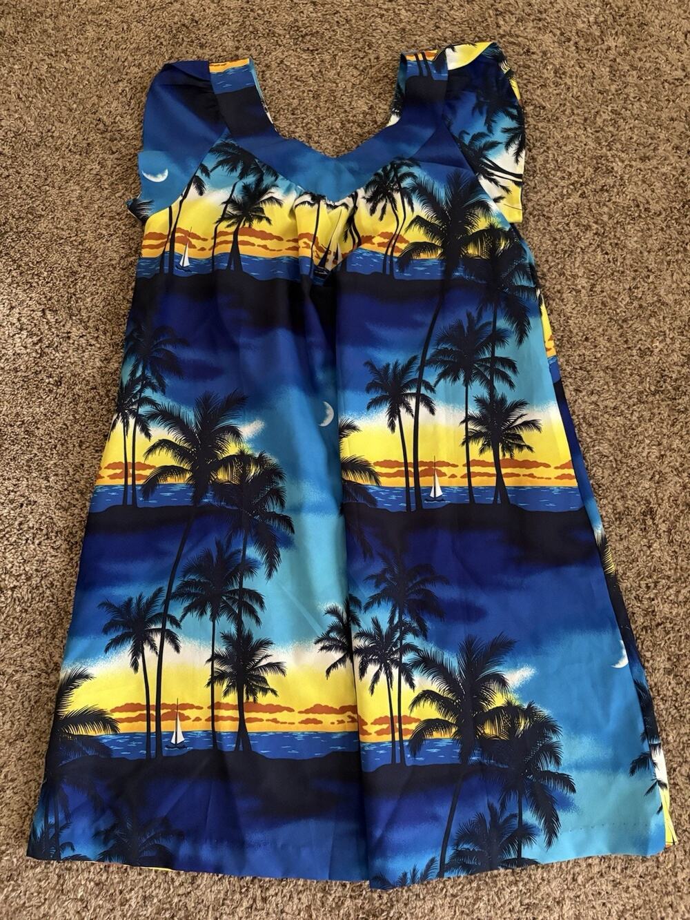 Hawaiian Muumuu House Dress Beach Swim Cover Sunset Sweethearts Hawaii Sz L USA
